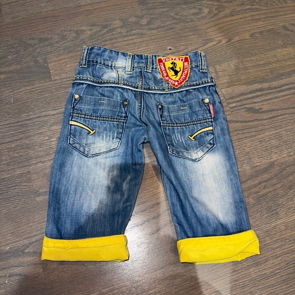 Ferrari Kids Denim Shorts with Yellow Accents size 4